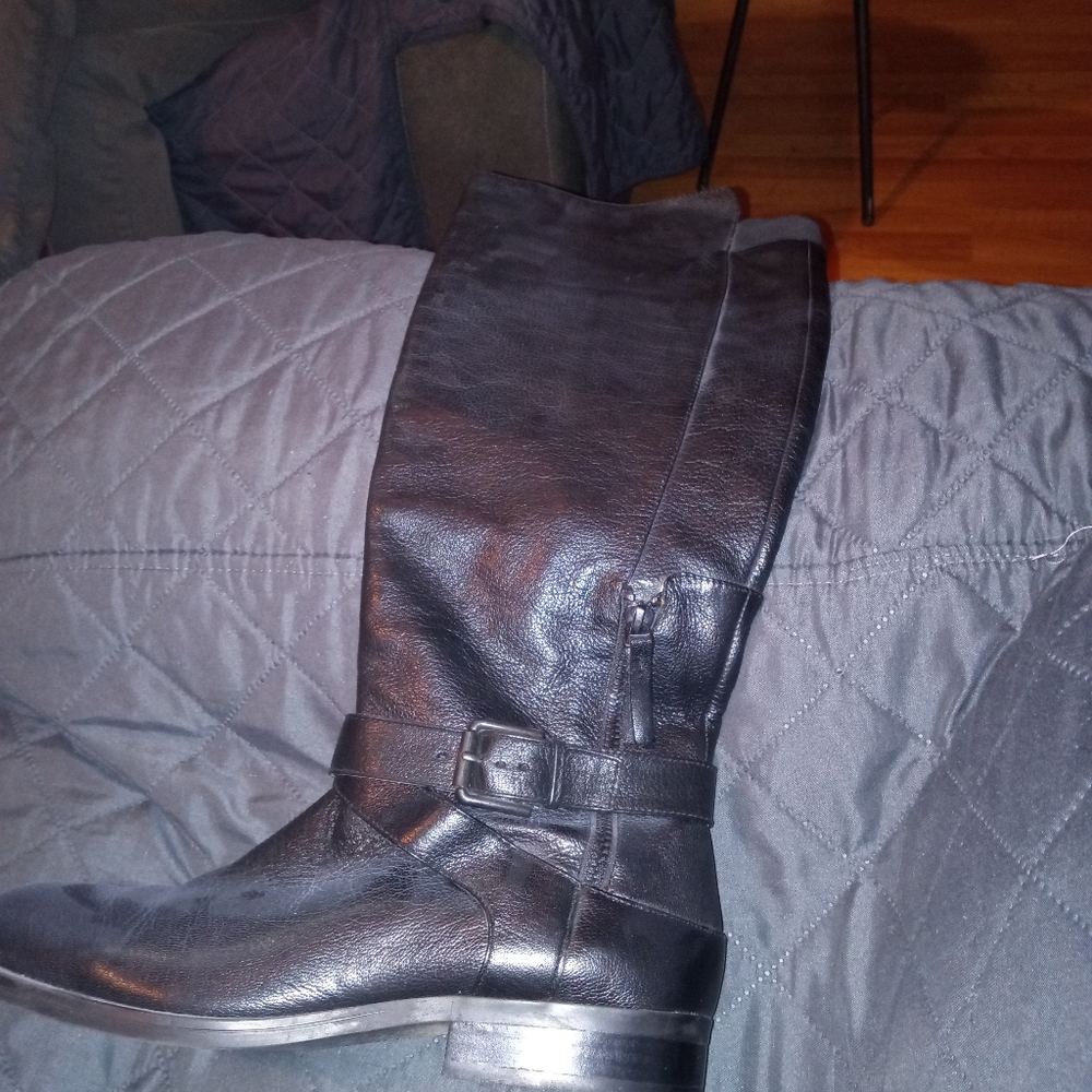 Nine west all leather riding style boots,side zip size 9